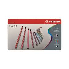 STABILO 68 FIBER TIP PEN SET OF 50 METAL BOX