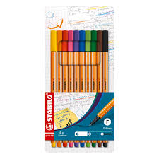 STABILO 88 FIBER TIP PEN SET OF 10 WALLET