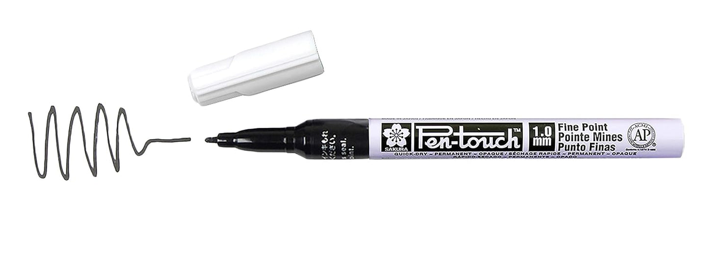 Sakura Pen-Touch  fine point Permant Paint Marker 1.0mm Black , Pack of 4