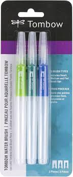 TOMBOW AQUA BRUSH PEN SMALL+MEDIUM+FALT SET OF 3