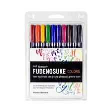 Tombow mono fudenosuke brush pen hard tip pen set of 10