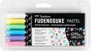 Tombow mono fudenosuke pastel brush pen set of 6