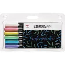 Tombow mono fudenosuke pastel brush pen set of 6
