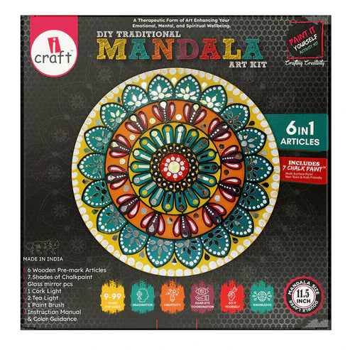 icraft DIY Traditional Mandala Kit-6 in 1 Articles