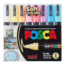 UNI POSCA  MARKER  PASTEL SET OF 8 PC-5M