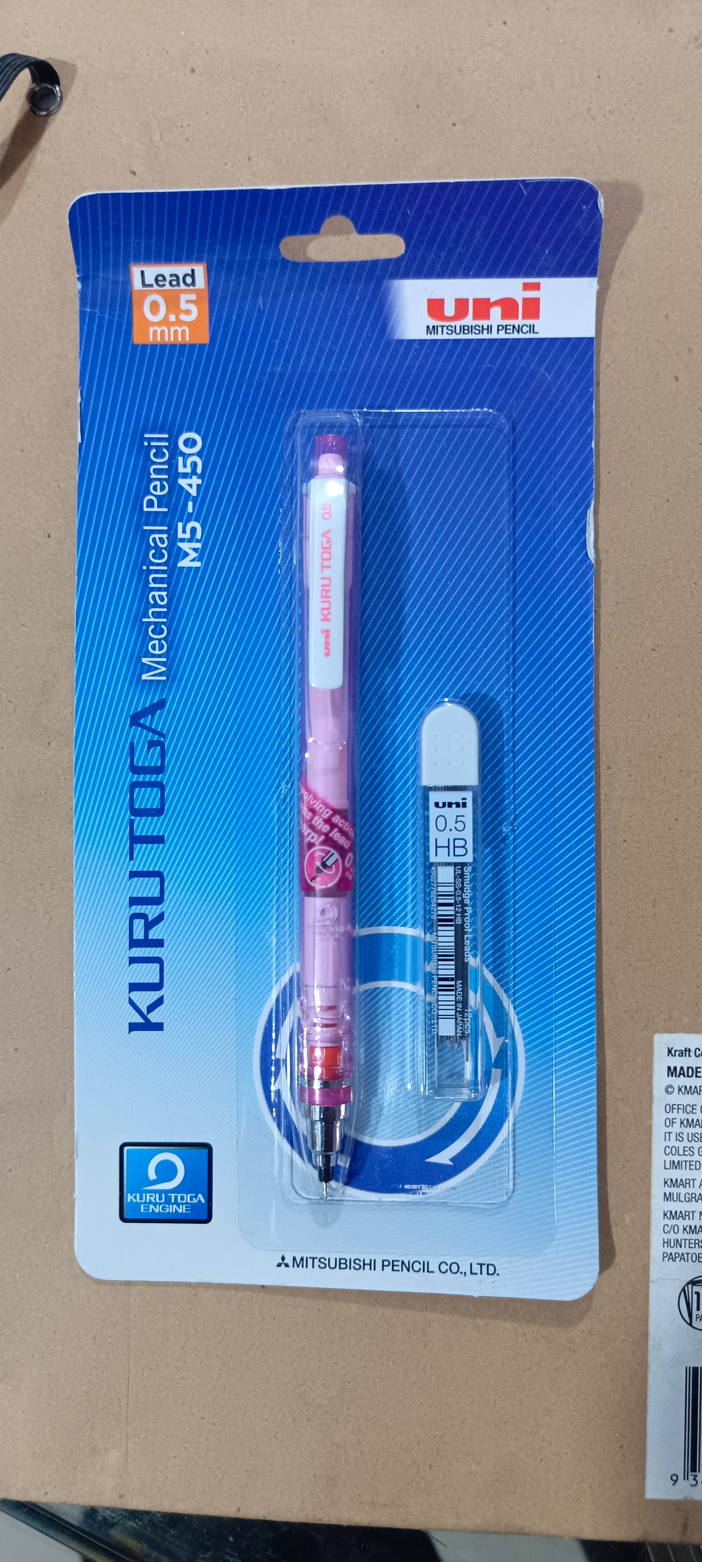 UNI  KURUTOGA 450 MECHANICAL PENCIL 0.5 PINK BLISTER