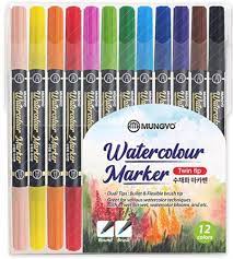MUNGYO WATER COLOUR MARKER TWIN TIP 12