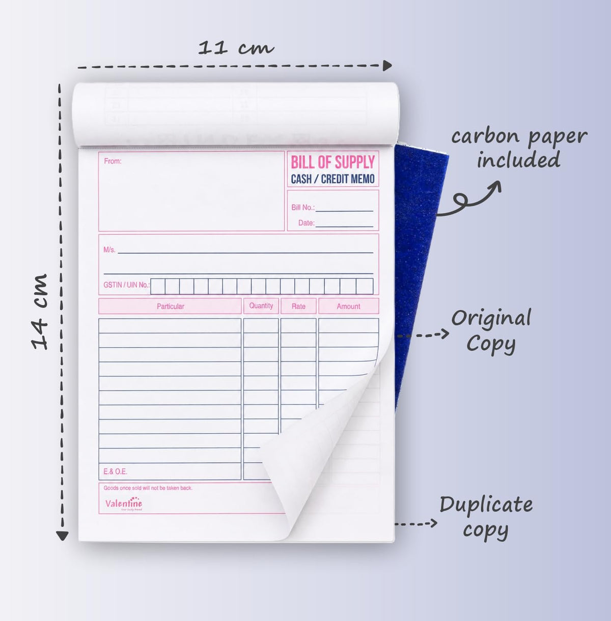 power bill book cash memo no 0