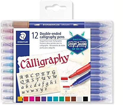 STAEDTLER DOUBLE ENDED CALLIGRAPHY PEN 12 COLOUR SET-3005 TB12