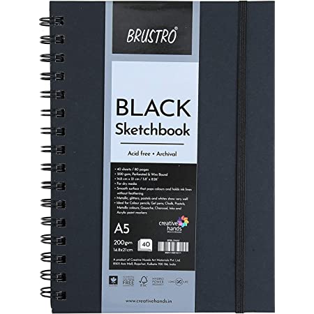 BRUSTRO SKETCHBOOK BLACK TONED 200GSM A5