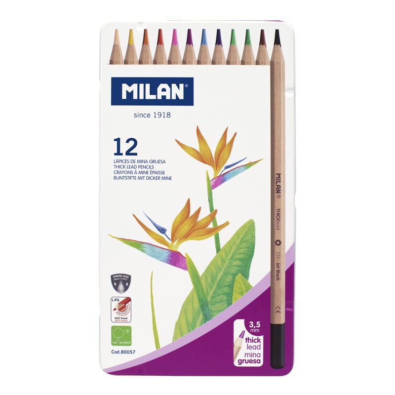 Milan Metal box colou pencils with thick lead, Ø 3.5 mm