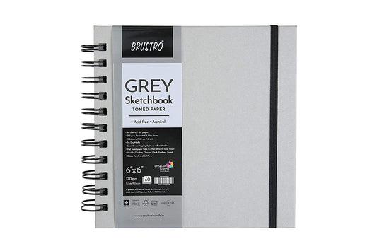 BRUSTRO SKETCHBOOK GRAY TONED 120GSM 6X6