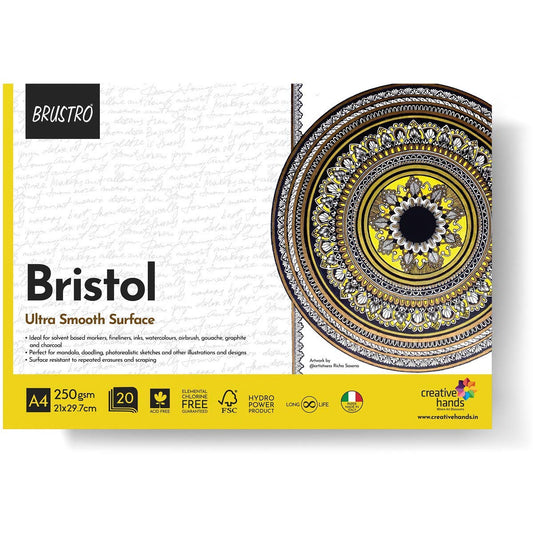 BRUSTRO BRISTOL GLUED PAD 250GSM A4