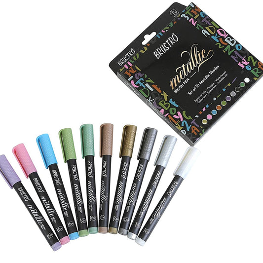 BRUSTRO METALIC BRUSH PEN SET OF 10