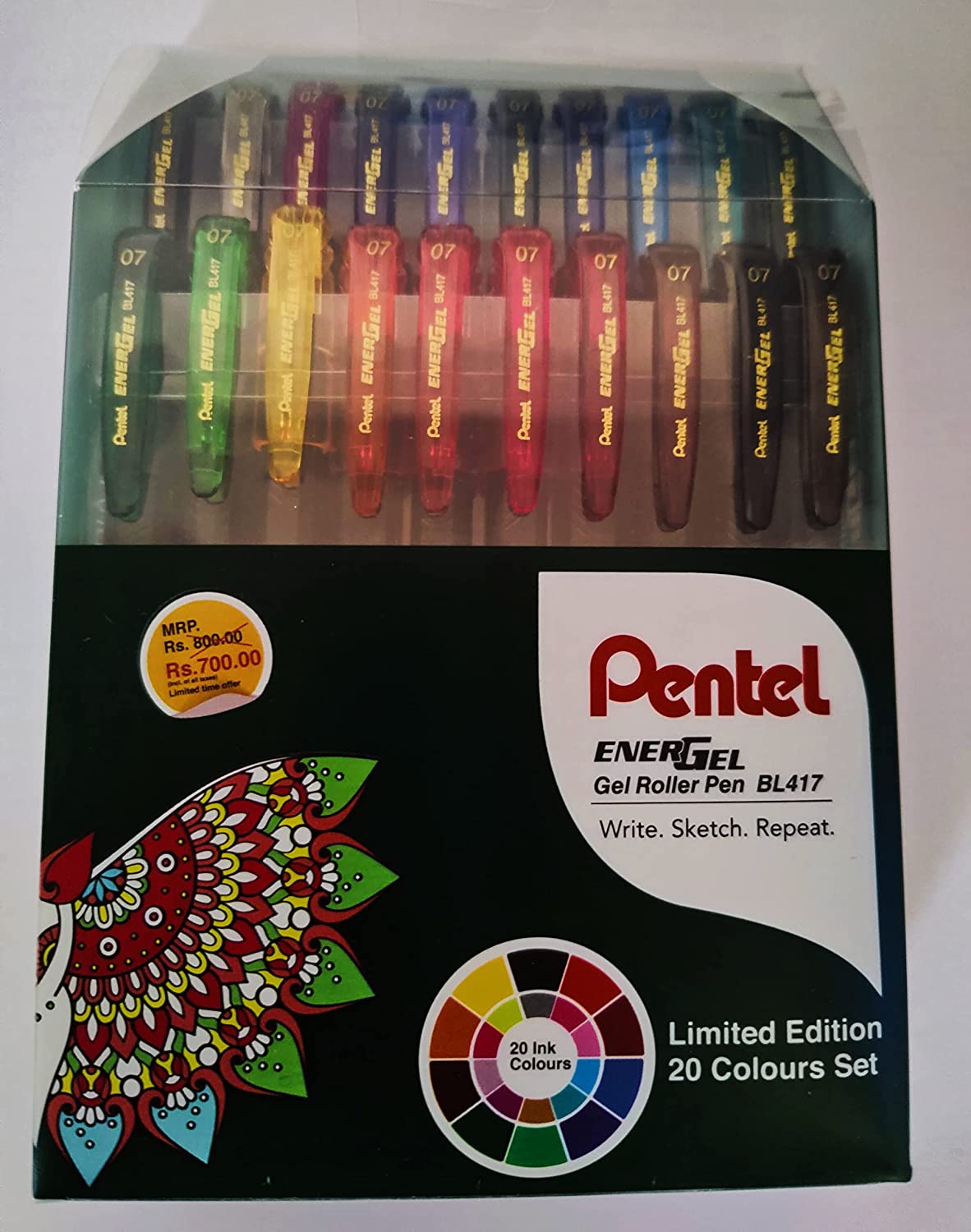 Pentel Energel Gel Pen 07 (set of 20 color pens) – Artparkindia