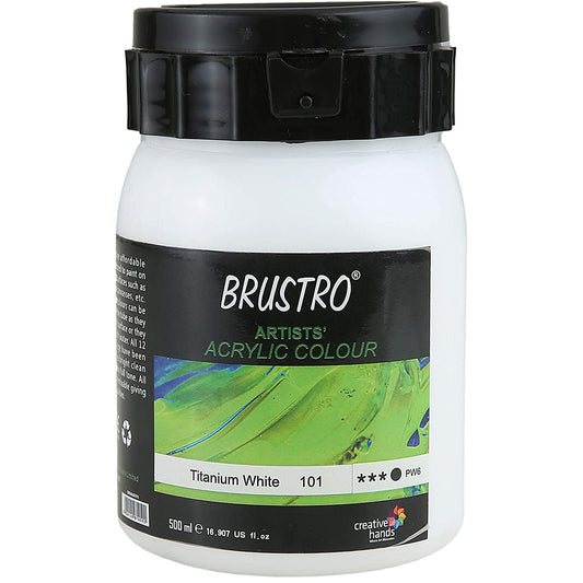 BRUSTRO ACRYLIC COLOUR TITANIUM WHITE 500ML