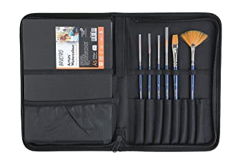 BRUSTRO WATERCOLOUR BRUSH TRAVEL SET-A PACK OF 6+1