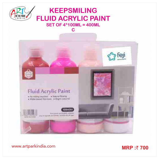 KEEPSMILING FLUID ACRYLIC PAINT OF 4*100ml (C)