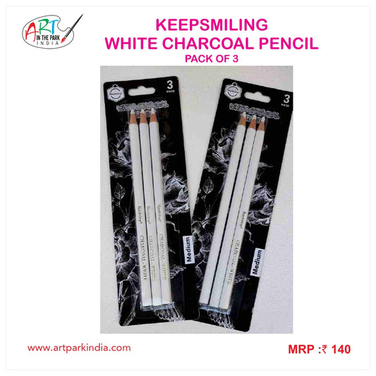 KEEPSMILING WHITE CHARCOAL PENCIL PACK OF 3