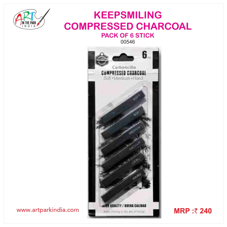 KEEPSMILING COMPRESSED CHARCOAL PACK OF 6 STICK