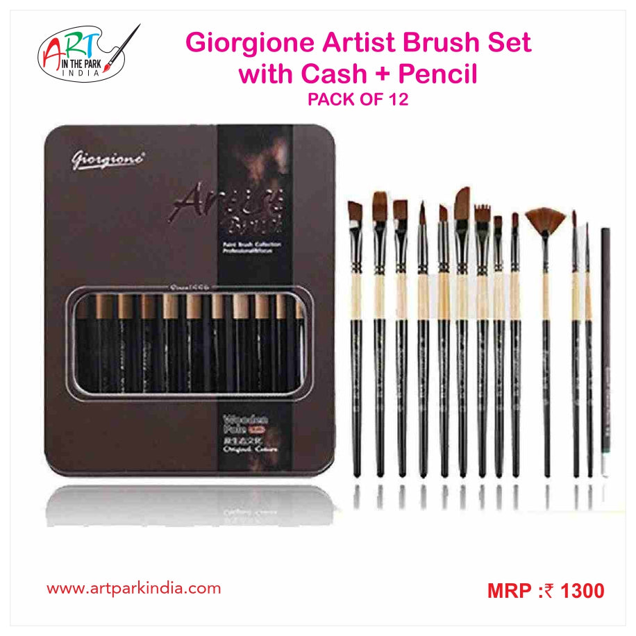 GIORGIONE ARTIST BRUSH SET WITH CASH + PENCIL PACK OF 12