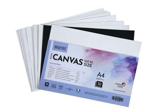 BRUSTRO CANVAS CUT TO SIZE ASSORTED PACK A4