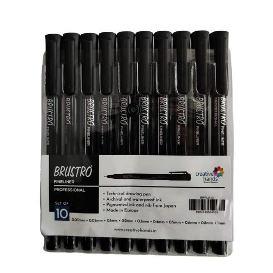 BRUSTRO PROFESSIONAL FINELINER BLACK SET OF 10