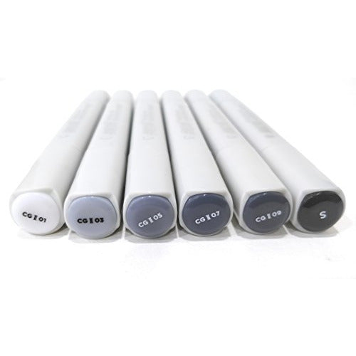 BRUSTRO ALCOHOL MARKER TWIN TIP COOL GRAY-A SET OF 6