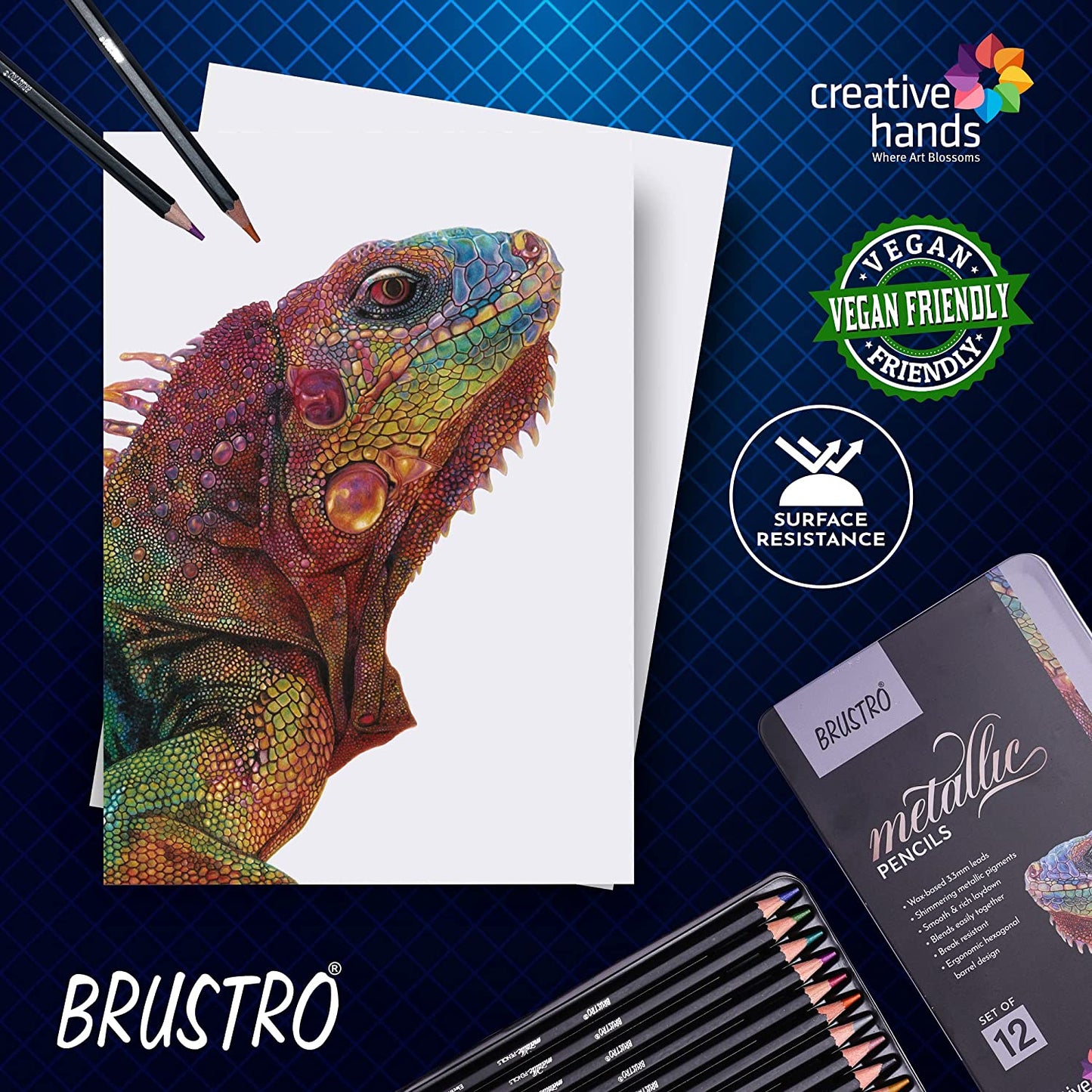 Brustro Artist Metallic Colour Pencil Set of 12 (Free Black & White drawing paper 200 gsm, 24 sheets A5 worth Rs 200)