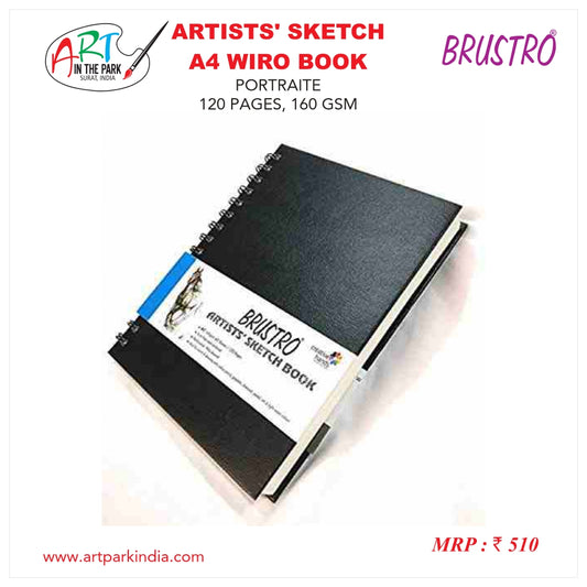BRUSTRO ARTISTS' SKETCH A4 WIRO BOOK PORTRATIE 120 PAGES, 160 GSM