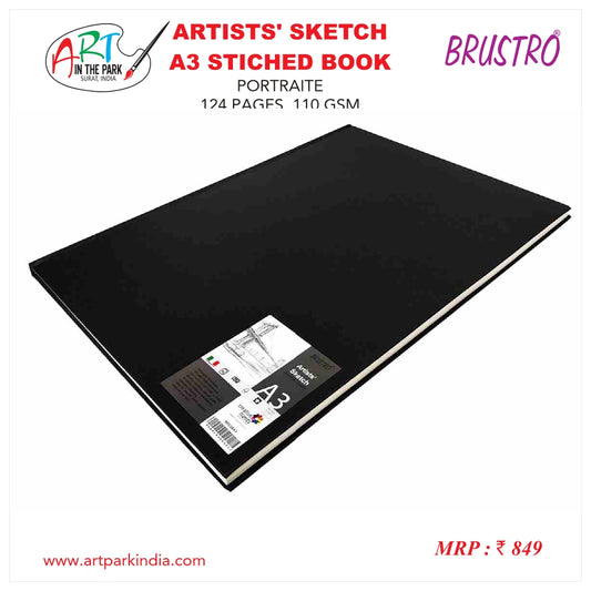 BRUSTRO ARTISTS' SKETCH A3 STICHED BOOK PORTRAITE 124 PAGES, 110 GSM