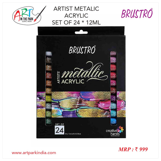 BRUSTRO ARTISTS METALIC ACRYLIC COLOUR SET OF 24*12ML
