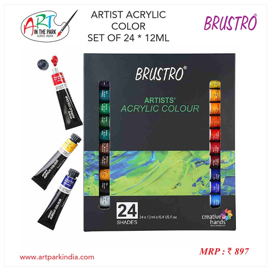 BRUSTRO ARTISTS ACRYLIC COLOUR SET OF 24*12ML