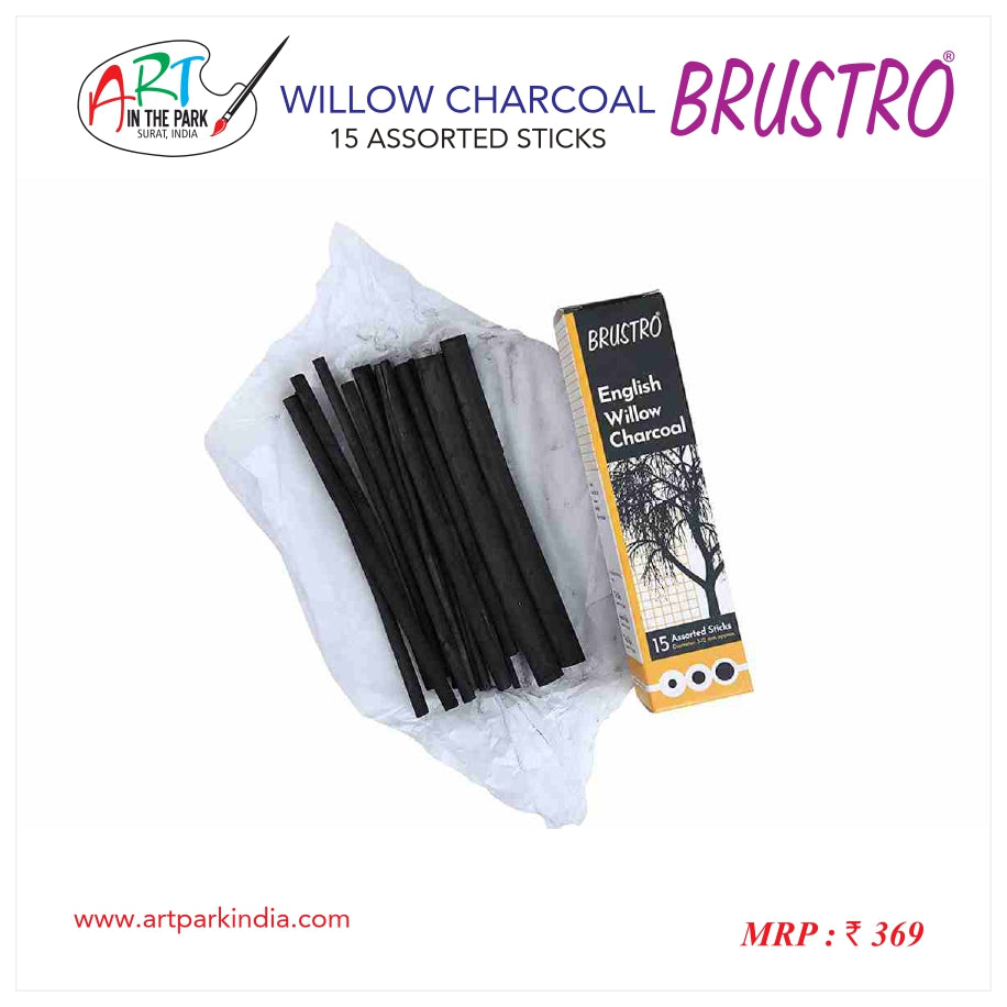 BRUSTRO ENGLISH WILLOW CHARCOAL 15 ASSORTED STICKS