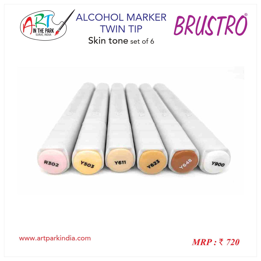 BRUSTRO ALCOHOL MARKER TWIN TIP SKIN TON SET OF 6