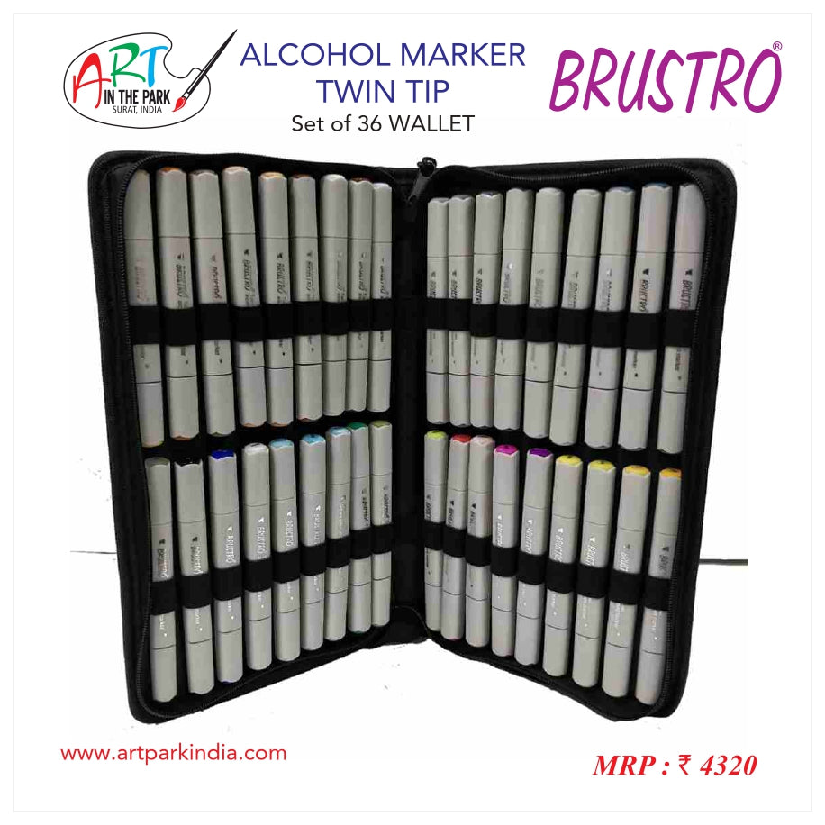 BRUSTRO ALCOHOL MARKER TWIN TIP  SET OF 36 WALLET