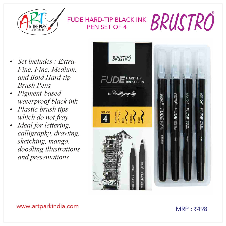 BRUSTRO FUDE HARD-TIP BRUSH PEN BLACK INK