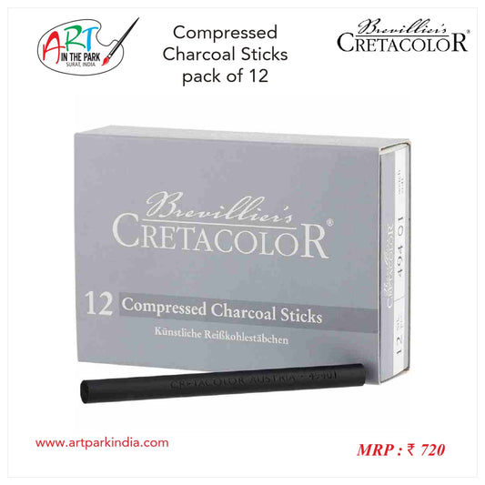 CRETACOLOR COMPRESSED CHARCOAL STICKS PACK OF 12
