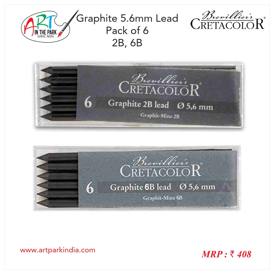 CRETACOLOR GRAPHITE 5.6mm LEAD PACK OF 6 (2B)