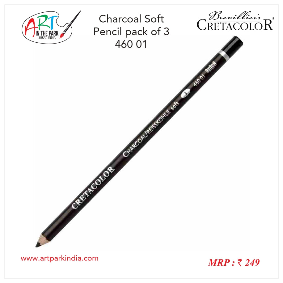 CRETACOLOR CHARCOAL SOFT PENCIL PACK OF 3 (460 01)