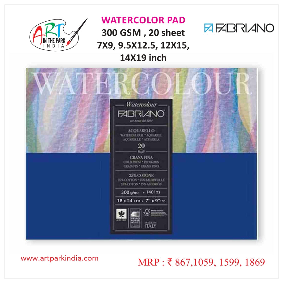FABRIANO WATERCOLOR PAD 300gsm 9.5x12.5 inch