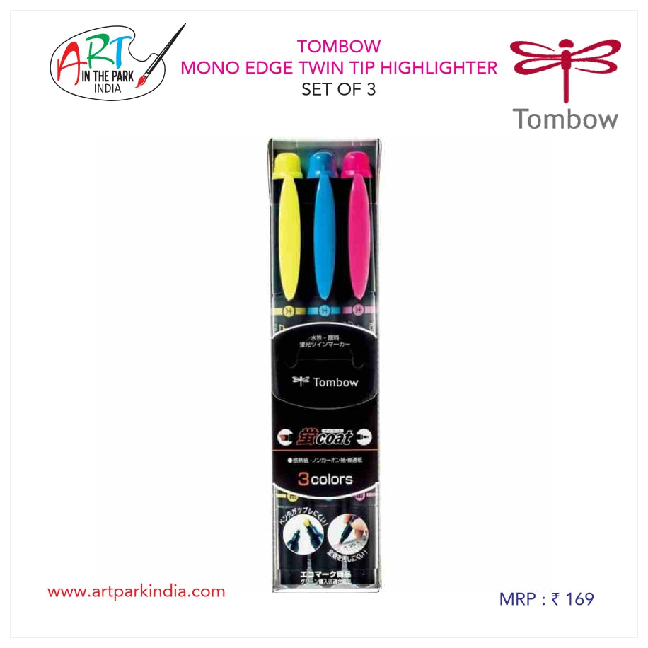 TOMBOW MONO EDGE TWIN TIP HIGHLIGHTER SET OF 3