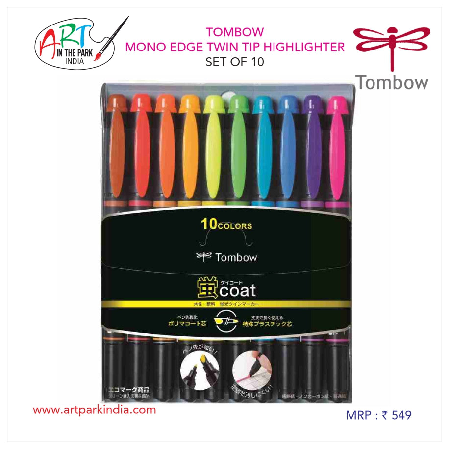 TOMBOW MONO EDGE TWIN TIP HIGHLIGHTER SET OF 10
