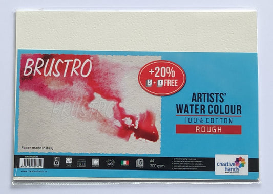 BRUSTRO WC PAPER 300GSM ROUGH 100%COTTON A4