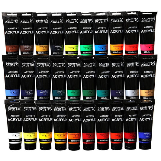 BRUSTRO ACRYLIC COLOUR 120ML COMPLETE SET OF 30