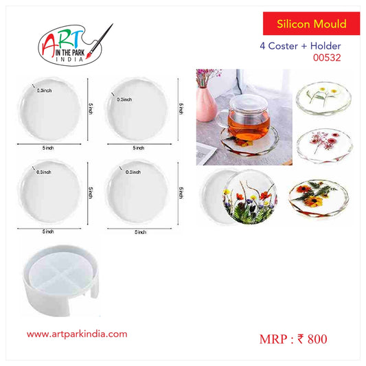 Artpark silicon mould 4coster + Stand 00532