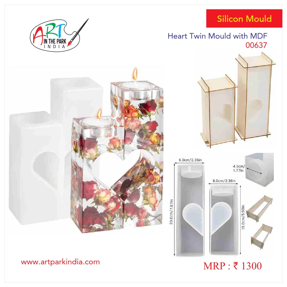 Artpark Silicon Mould Heart Twin with MDF 00637