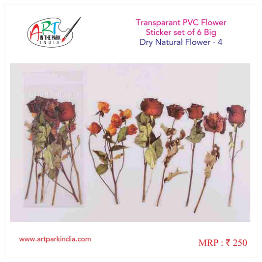 ARTPARK TRANSPERENT PVC FLOWER STICKER DRY NATURAL 4 6PCS
