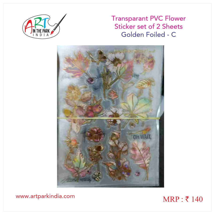 ARTPARK TRANSPERENT PVC FLOWER STICKER GOLDEN FOILED C