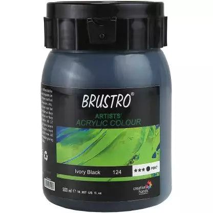 BRUSTRO ACRYLIC COLOUR IVORY BLACK 500ML